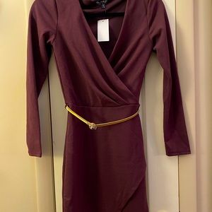 Miss Selfridge Plum wrap dress with belt